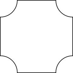 Outline contour thin line crest with an Art Deco-inspired shield, featuring geometric symmetry and linear decorative elements.