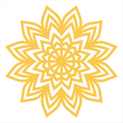 A Ornate Yellow Mandala Design on White Background
