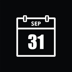 calender icon, 31 september icon with black background