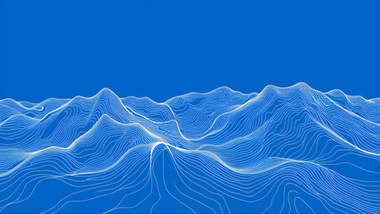 Abstract mountains made of lines on a blue background. Generative AI