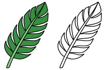 Obraz premium Isolated cartoon leaf with black outline and coloring page style on white