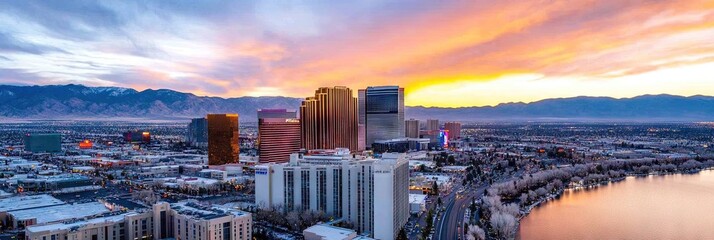 overhead photo of reno downtown skyline 
