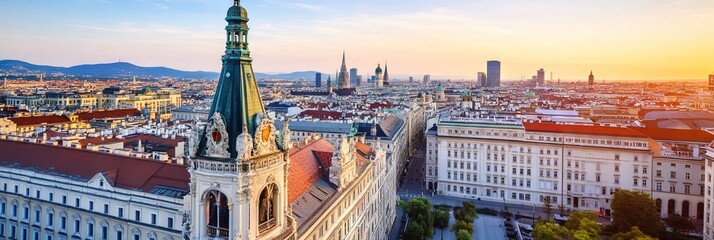 Naklejka premium overhead photo of vienna austria downtown skyline