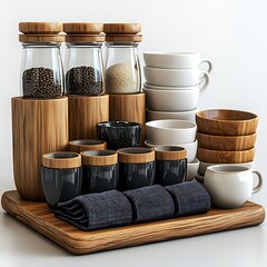 Kitchen Still Life Displaying Jars Bowls And Mugs High Resolution Image