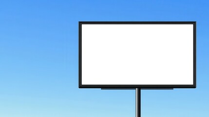 Fototapeta premium A blank billboard stands prominently against a clear blue sky, ready for advertising and promotional displays, ideal for marketing concepts.