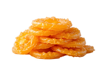 Stack of Golden Orange Jalebis Isolated on White for Indian Sweet Concepts: Traditional Dessert Imagery: Jalebi, Isolated, White, Indian, Sweet, Dessert, Traditional, Golden, Orange,PNG.