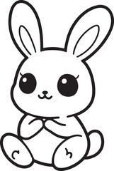 Obraz premium Rabbit Bunny Outline Stroke Vector Illustration on Transparent Background