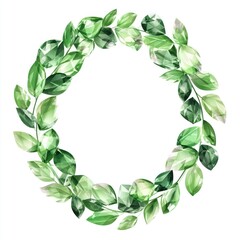 Fototapeta premium Green leaf wreath frame, nature backdrop, design element