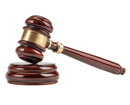 Gavel brown wooden judge auction law justice hammer symbol court legal on transparent background