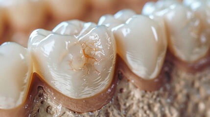 Close up of a tooth with early signs of cavity formation