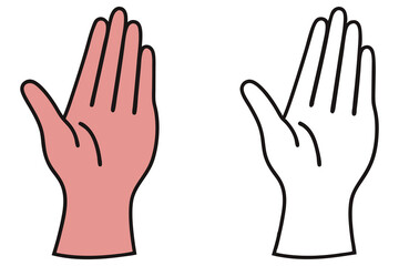 Two Hands with Open Palms, One Colored Pink Isolated on White Background Icon
