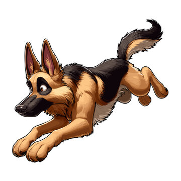 German Shepherd Leaping Down