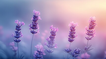 Fototapeta premium Lavender blooms in dreamy, soft purple sunlight
