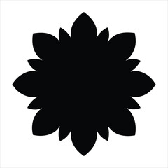 Abstract Symmetric Flower Silhouette Black Vector