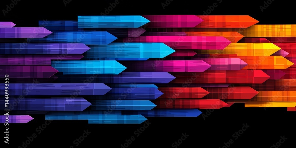 Poster colorful image of arrows in a row. the image is a representation of a rainbow. the colors of the arr
