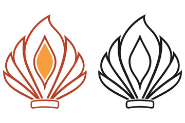 Two floral abstract icons with outlined petal shapes, art on white background