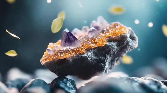 Amethyst and Citrine Geode in Ethereal Setting