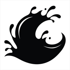 Dynamic Water Splash Black Vector Silhouette on White
