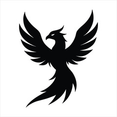 Eye Catching Phoenix Rising Black Vector Silhouette