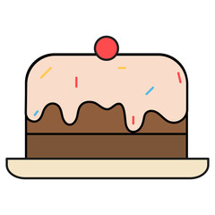 Birthday cake with cherry icon