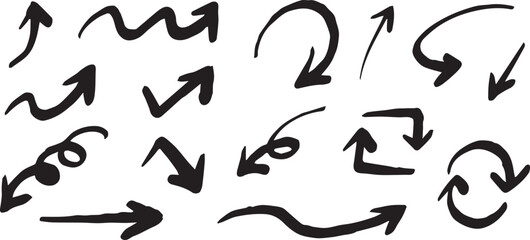 ベクターのペンの手書きの矢印セット 黒 矢印ハート装飾要素線画手描きスケッチ