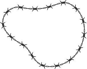 Abstract flowing shape with a curved barbed wire outline forming a continuous border.