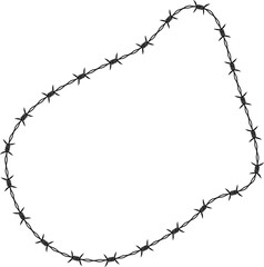 Organic curved shape with an irregular barbed wire outline forming a dynamic border.