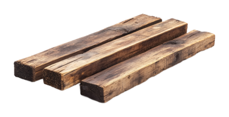 Wooden Planks for Rustic and Vintage Decor - Isolated on White Background