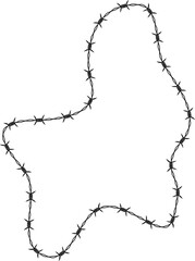 Barbed wire arranged in a dynamic flowing pattern with continuous movement.