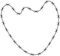 Barbed wire arranged into an elegant organic form with smooth interconnected lines.