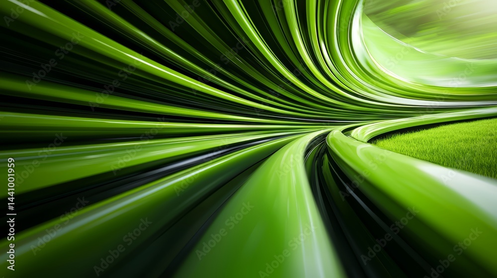 Aufkleber green line with a black stripe that is curved and has a lot of detail. the line is very long and it 