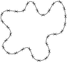 Barbed wire forming a gently curved shape.