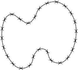 Barbed wire arranged in a minimalist artistic shape.