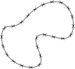Barbed wire forming a minimalist curved shape.