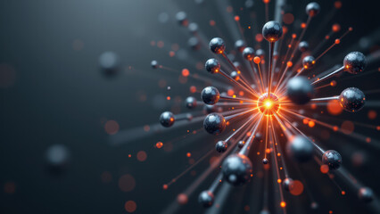 A dynamic visual representation of an atomic explosion with a bright nucleus at its center.