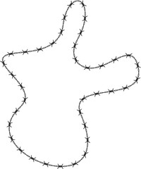 Barbed wire forming a naturally flowing curved shape with an organic structure and smooth edges.