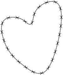 V-shaped wave created by a curved barbed wire path forming an abstract flowing design.