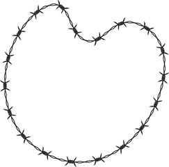Curved shape with barbed wire pattern, floating element