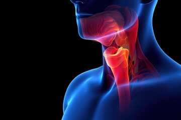 Human throat anatomy showing pharynx, larynx, and esophagus