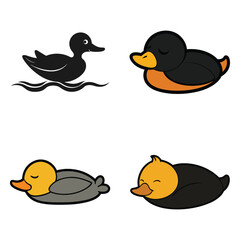 Set of simple duck silhouette minimalist vector file