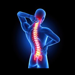 3d human body showing neck and back pain