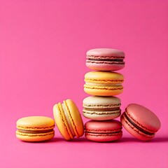 Macaroons on a wooden table