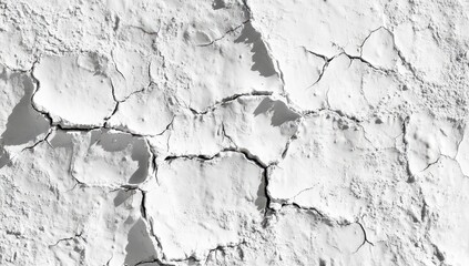 Obraz premium Cracked, dry, white surface. A textured landscape of deep fissures in a parched, light-colored material