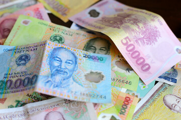 Vietnamese dong banknotes. Money concept