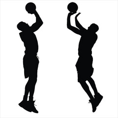 Dynamic Basketball Silhouettes: Athletes in Perfect Shooting Form