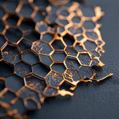 Close-up of a honeycomb-like structure. Ideal for abstract art or design elements. Suggests use in high-tech projects or decorative features.