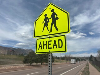 Pedestrian Crosswalk Neon Road Sign