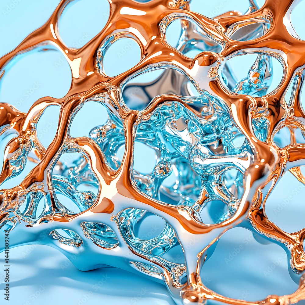 Fototapete abstract sculpture features a complex network of metallic structures. use it as a modern design elem