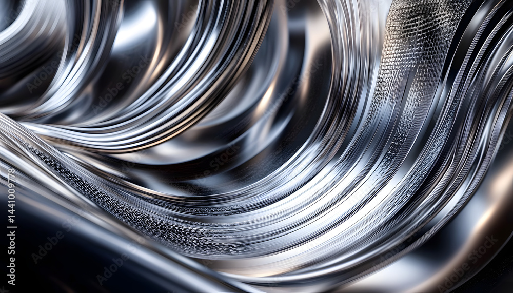 Poster abstract design with chrome effect wave background