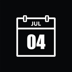 calender icon, 04 july icon with black background